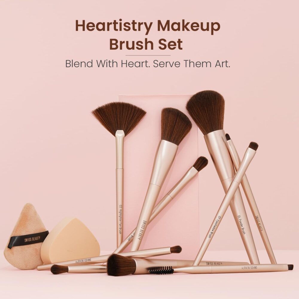 613mDHv+-EL._SL1500_ Swiss Beauty Heartistry Makeup Brush Set | 12 Pieces