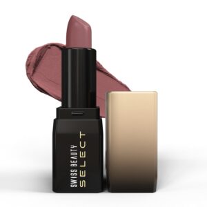 Swiss Beauty Select Dare To Matte Creamy Lipstick | with Velvety matte finish | Long Lasting Stay | with Vitamin E | Shade- Antique Nude, 3.8g |