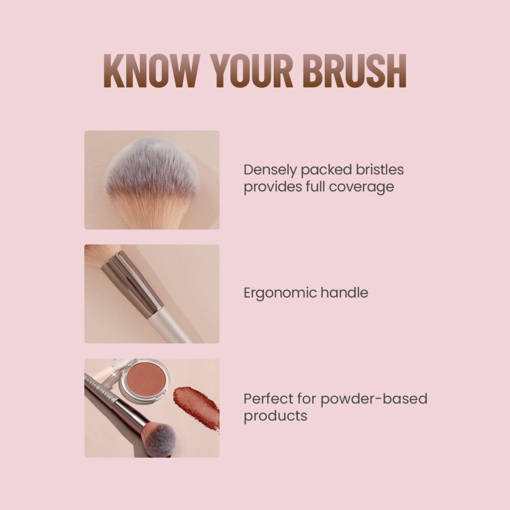Swiss Beauty Compact Powder Brush, Silver