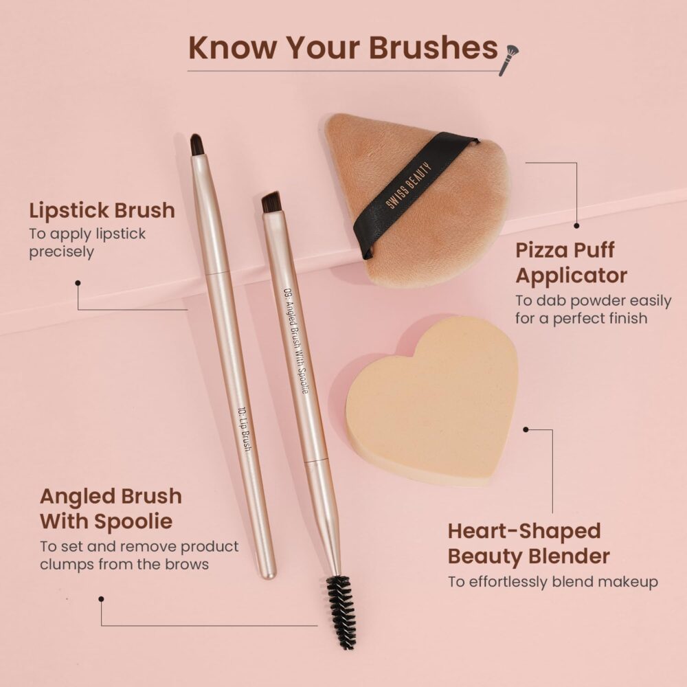 61Y5zhs7IwL._SL1500_ Swiss Beauty Heartistry Makeup Brush Set | 12 Pieces