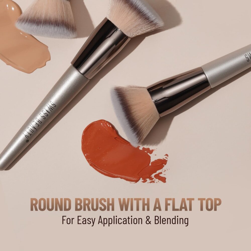 SWISS BEAUTY Powder Foudnation Blender Brush, Silver, 2 g